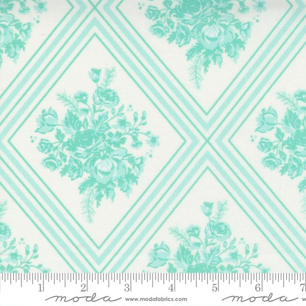 Gather Floral - Aqua on Cream