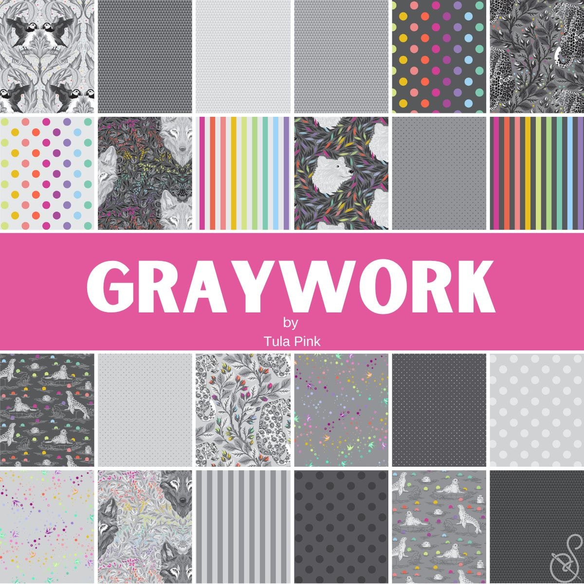 Graywork Fat Quarter Bundle | Tula Pink | 24 FQs