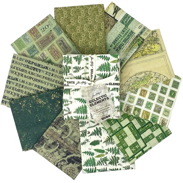 Green Palette Fat Quarter Bundle | Tim Holtz | 10 FQs