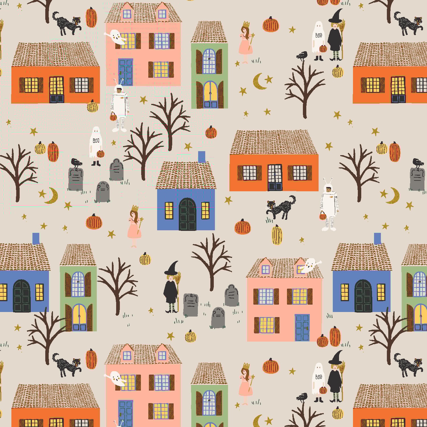 Halloween Night - Linen & Gold Metallic