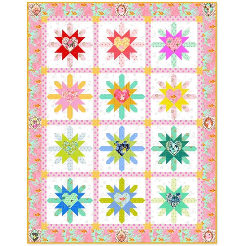 Heart Burst Quilt Kit | Besties | Tula Pink