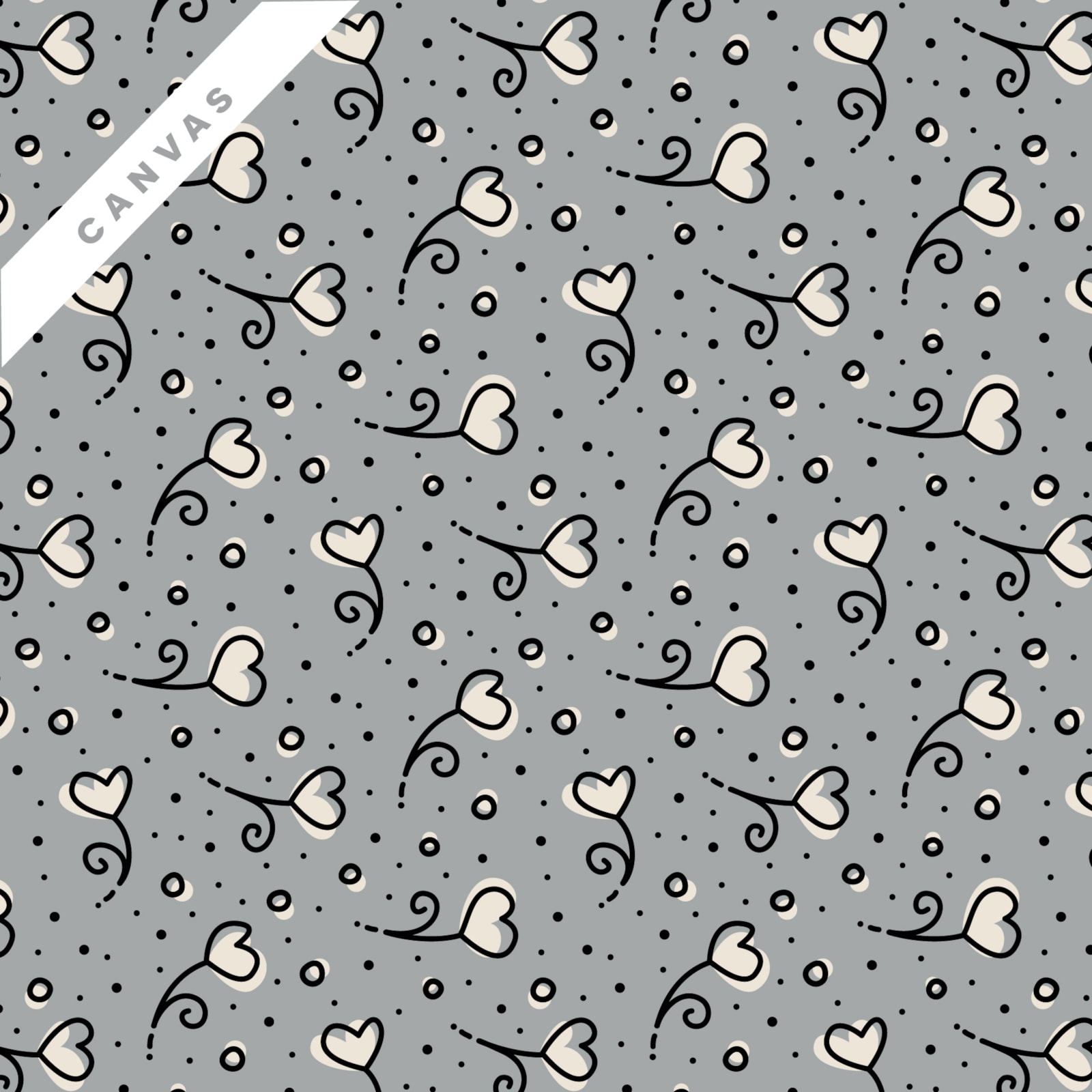 Heart Posy - Gray CANVAS