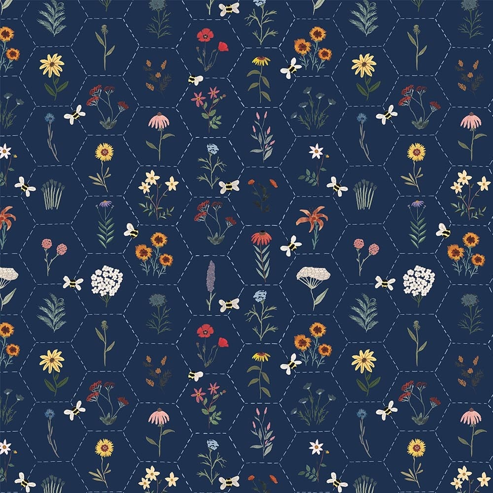 Hexie Floral - Navy