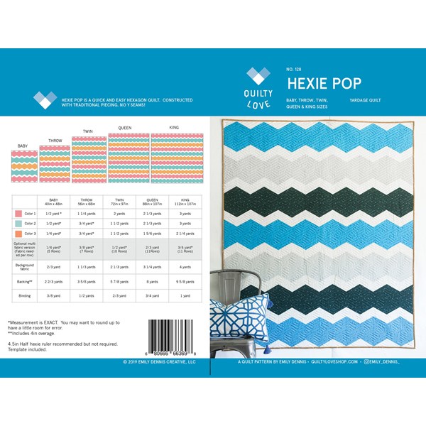 Hexie Pop Pattern by Quilty Love