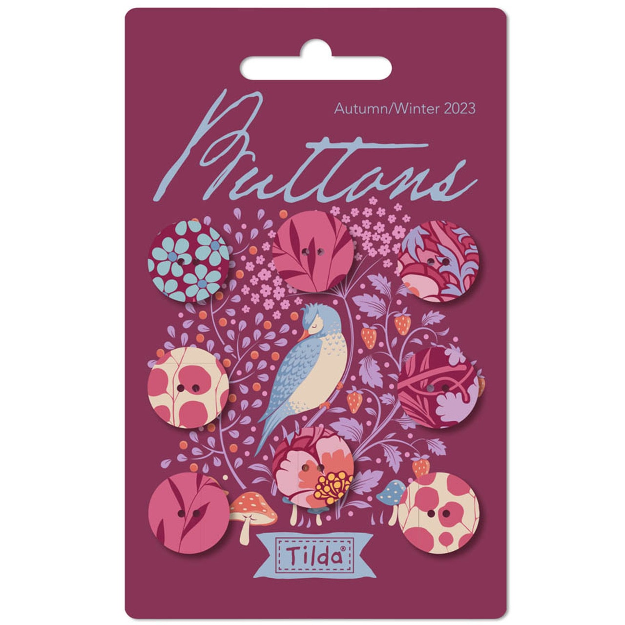 Hibernation Buttons | Tilda Fabrics - Plum 16mm Set of 8