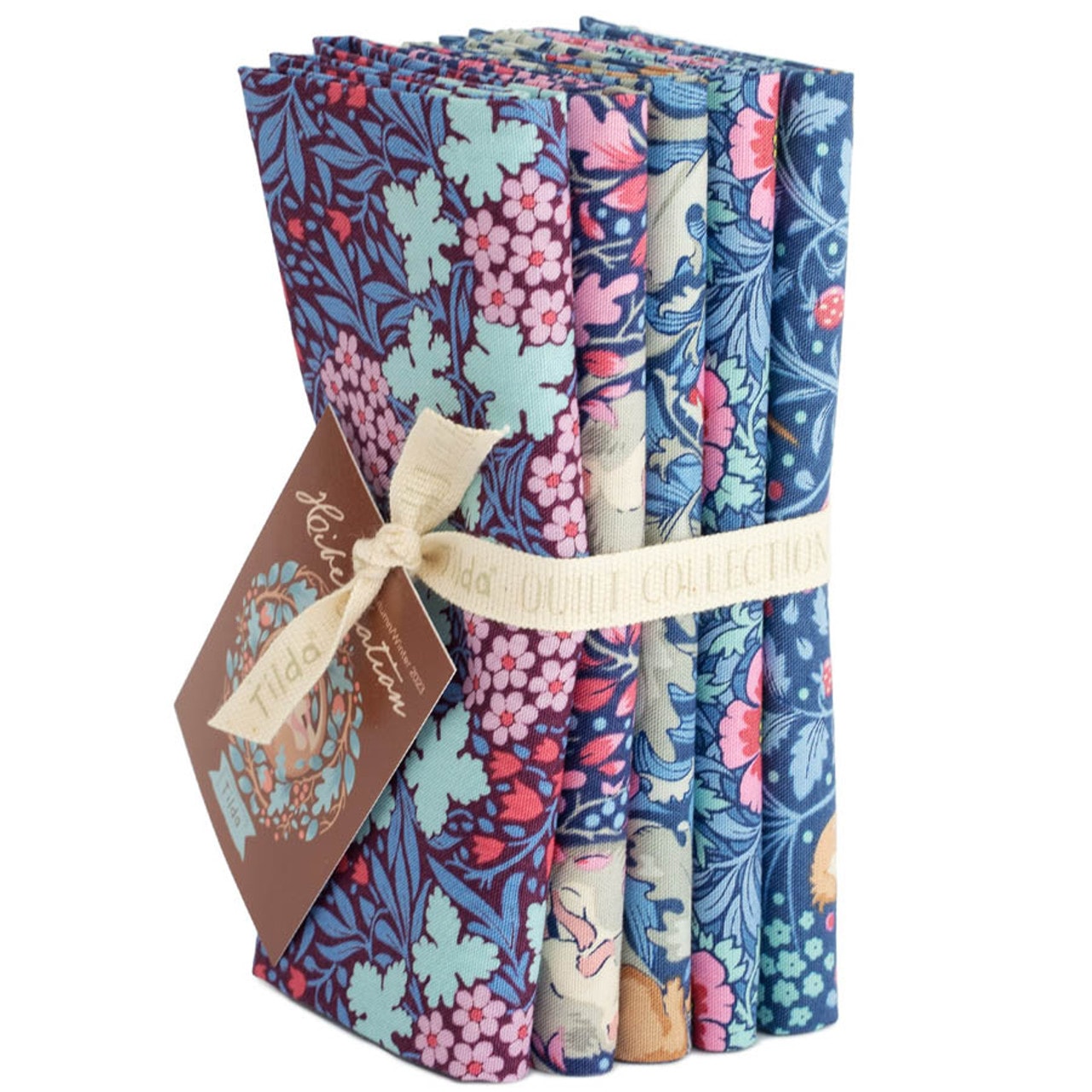 Hibernation Fat Quarter Bundle | Tilda Fabrics - Blue/Eggplant Colorstory 5FQs