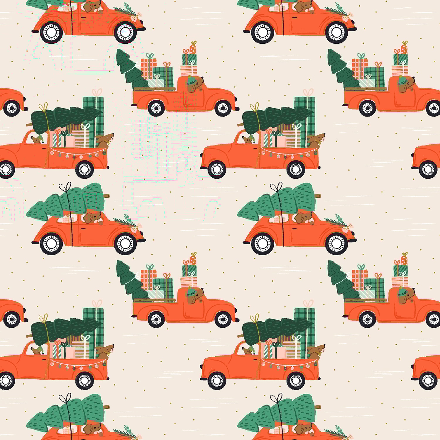Holiday Haulin' Hounds - Cream Metallic