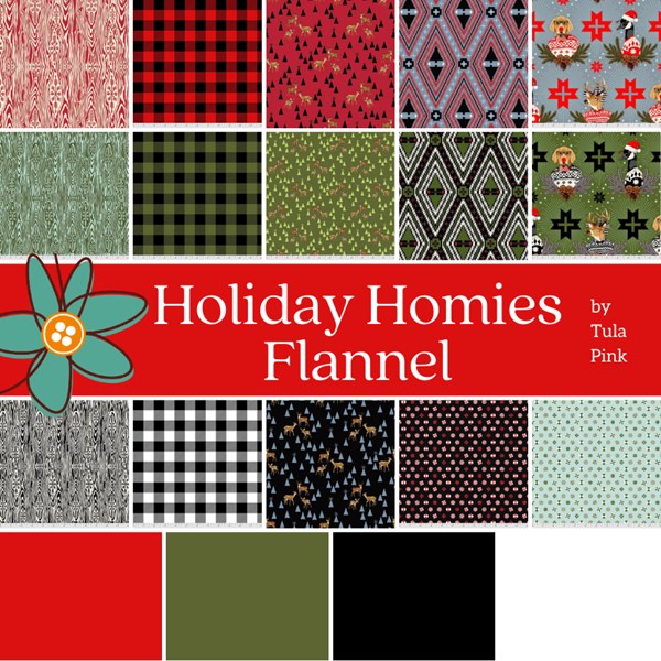 Holiday Homies Flannel Fat Quarter Bundle | Tula Pink | 15 FQs