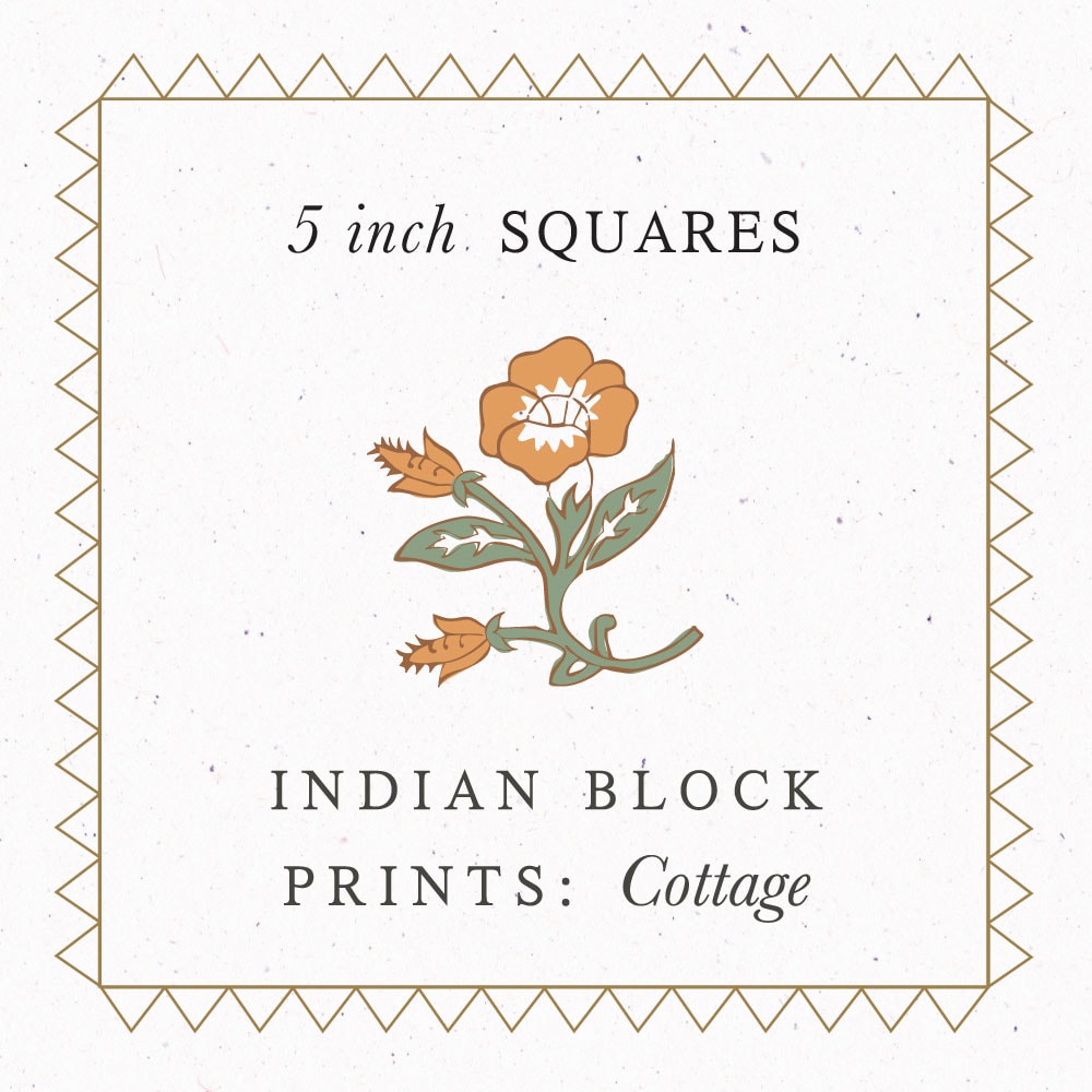 Indian Block Prints: Cottage 5" Charm Squares | Fableism Supply Co. | 48 PCs