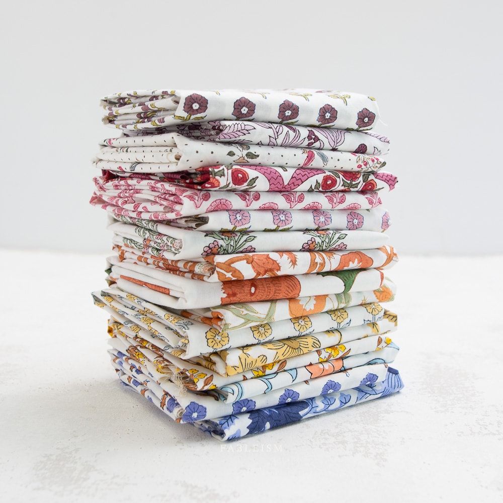 Indian Block Prints: Cottage Fat Quarter Bundle | Fableism Supply Co. | 16 FQs