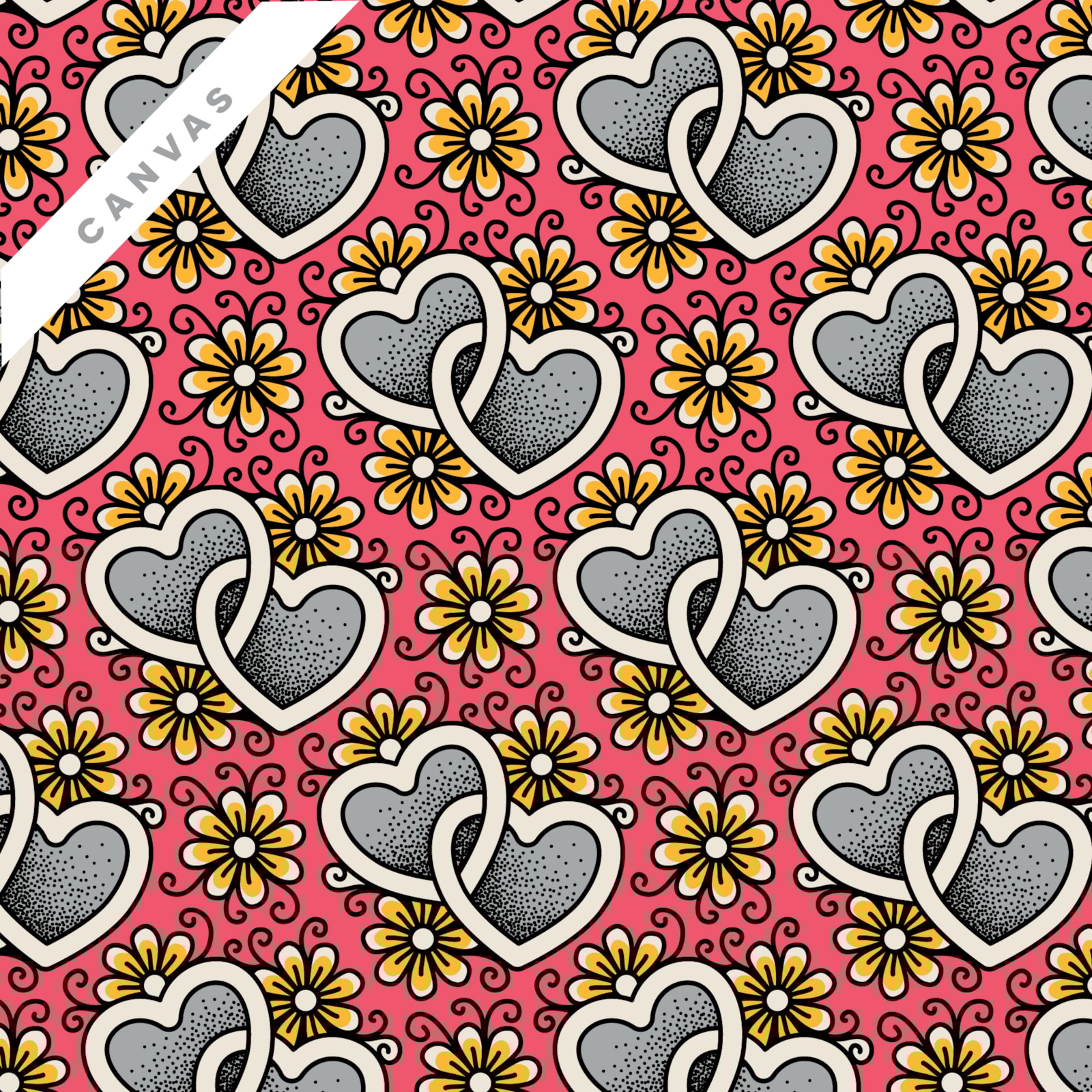 Joined Hearts - Pink CANVAS