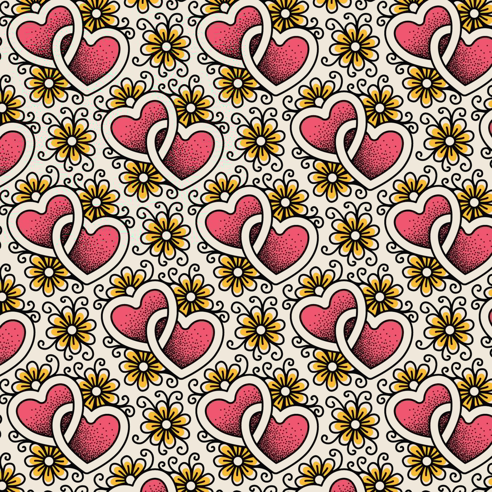 Joined Hearts - Ivory/Pink