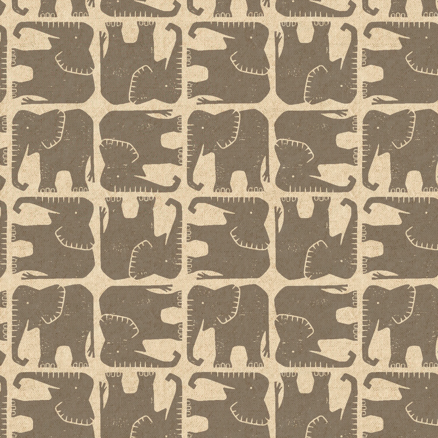 Jolly Elephant - Elephant Gray Unbleached CANVAS