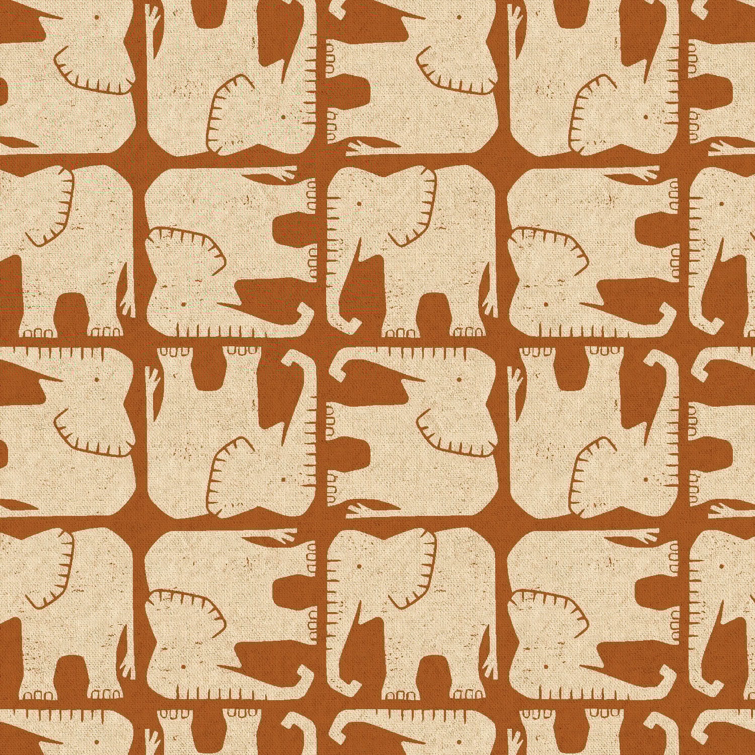 Jolly Elephant - Umber Unbleached CANVAS
