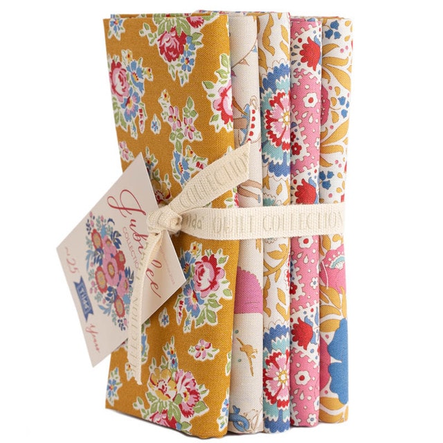 Jubilee Fat Quarter Bundle | Tilda Fabrics - Mustard/Pink Colorstory 5 FQs