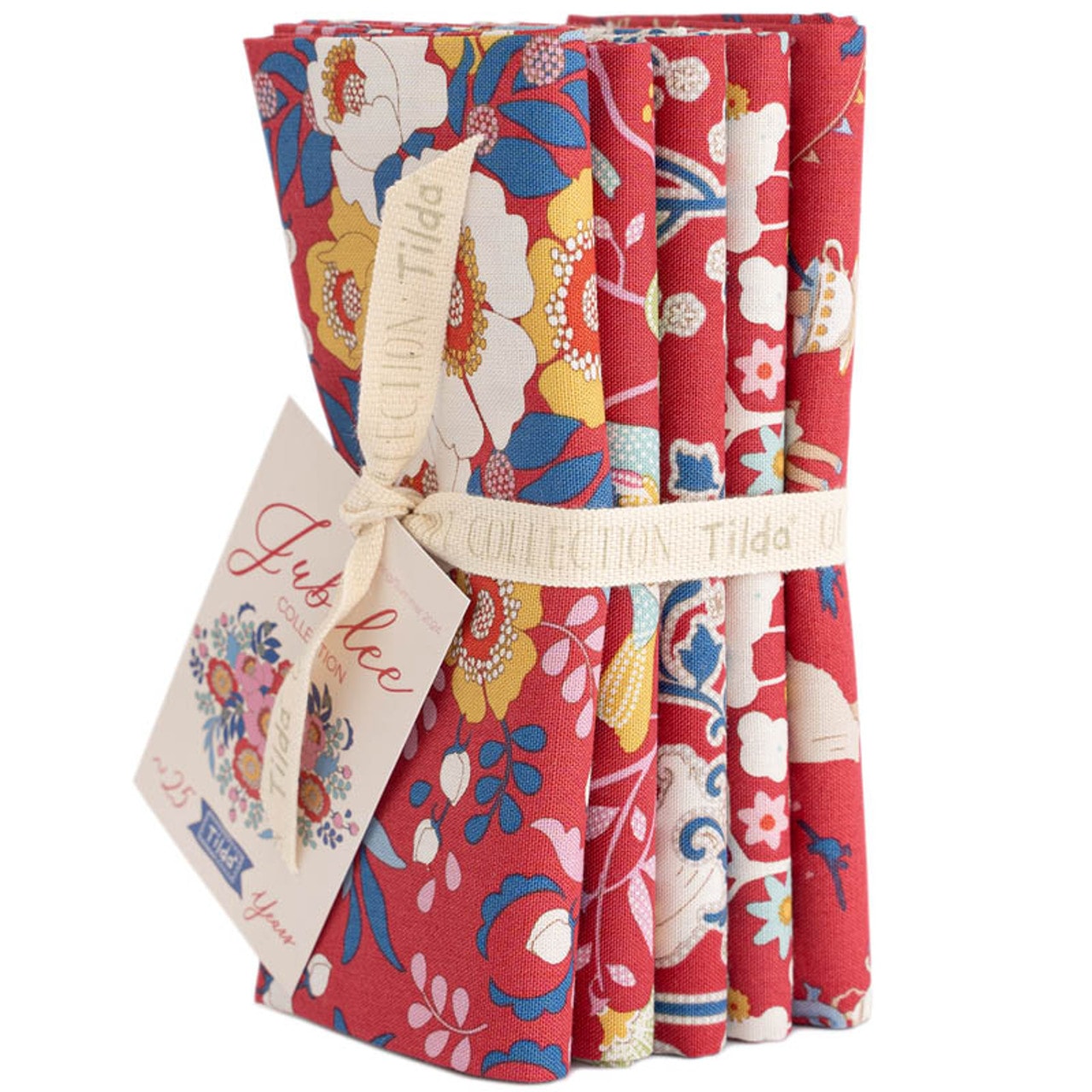 Jubilee Fat Quarter Bundle | Tilda Fabrics - Red Colorstory 5 FQs