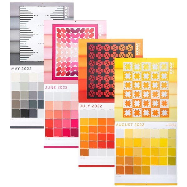 Kona Cotton Solids 2022 Wall Calendar SKU KONACALENDAR Stash Fabrics