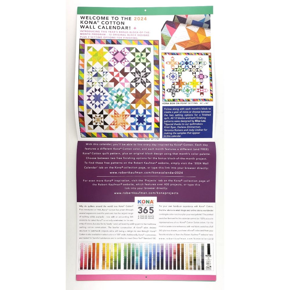 Kona Cotton Solids 2024 Wall Calendar