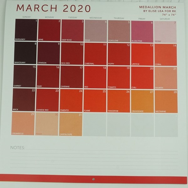 Kona Solids 2020 Calendar