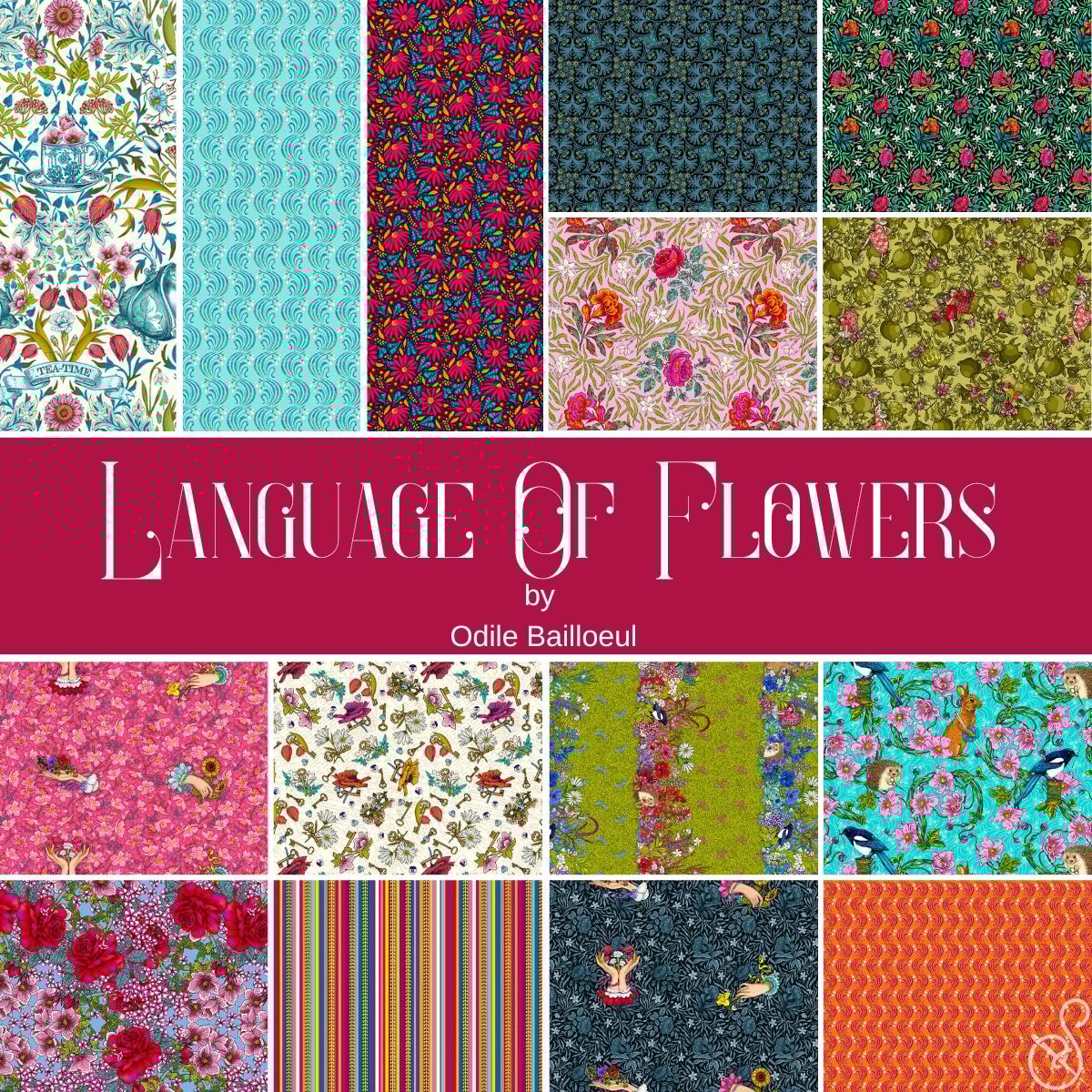 Language of Flowers Fat Quarter Bundle | Odile Bailloeul | 15 FQs