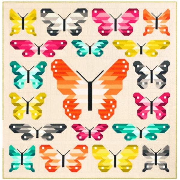 Lepidoptera Quilt Kit by Elizabeth Hartman featuring Kona Cotton