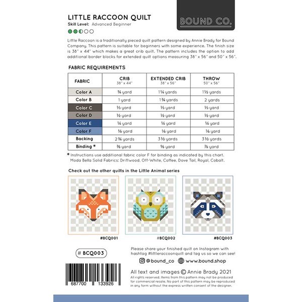 Little Raccoon Quilt Kit | Bound Co.