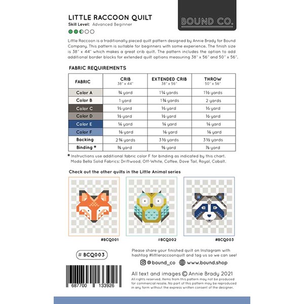 Little Raccoon Quilt Pattern | Bound Co.