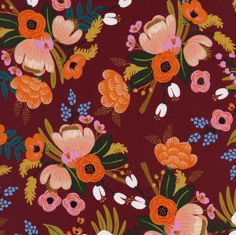 Lively Floral in Burgundy RAYON