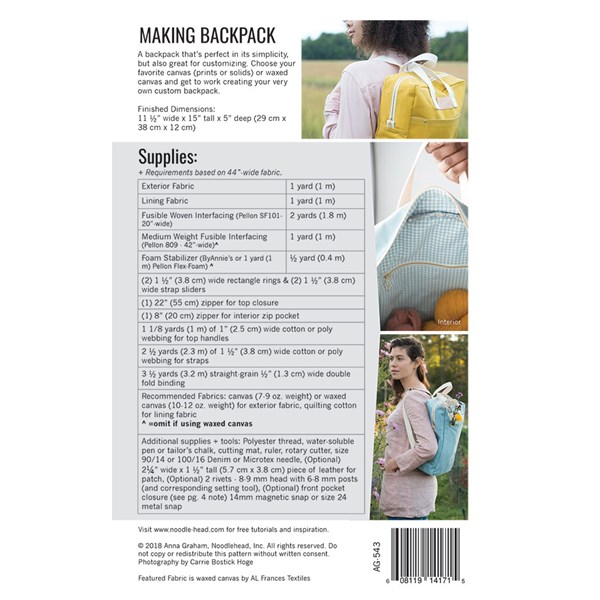 Making Backpack Pattern by Noodlehead