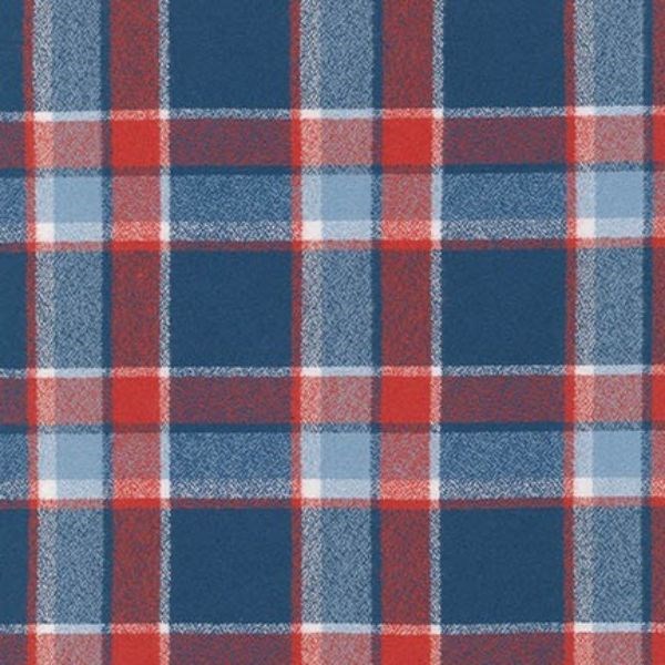 Flannel Plaid Red Navy Gray Durango Flannel Fabric Print by the Yard  (SRKF-17141-202AMERICANA)