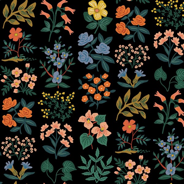 Meadow Wildflower Field - Black Canvas