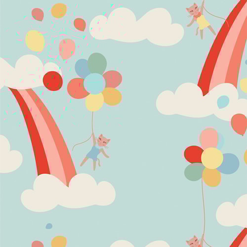 Meow in the Clouds - Sky FLANNEL