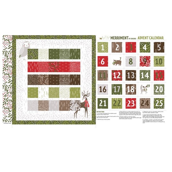 Merriment Advent Calendar 26" Panel in Multi