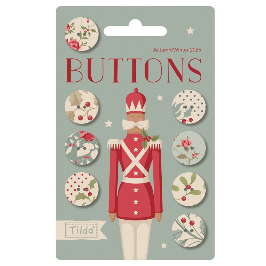 Merry Little Christmas Buttons | Tilda Fabrics - Blue 16mm Set of 8