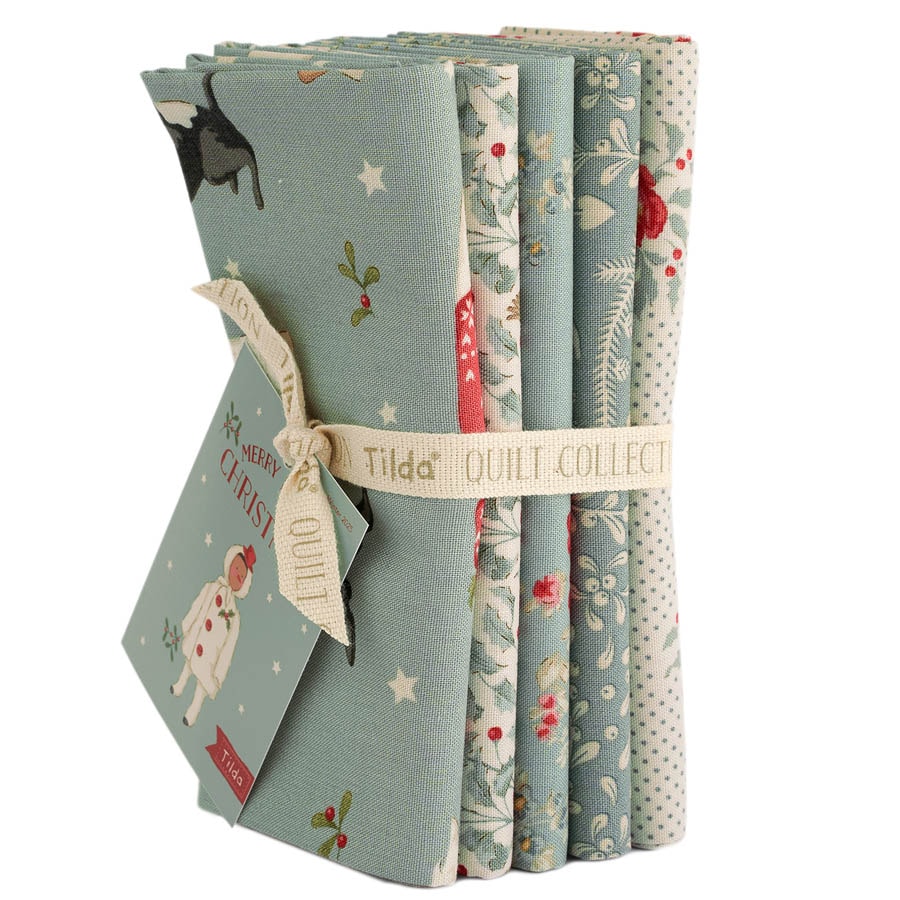 Merry Little Christmas Fat Quarter Bundle | Tilda Fabrics - Blue Colorstory 5FQs