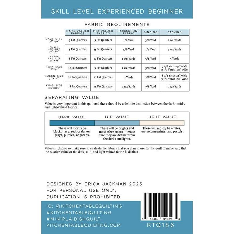 Mini Plaid-ish Quilt Pattern | Kitchen Table Quilting