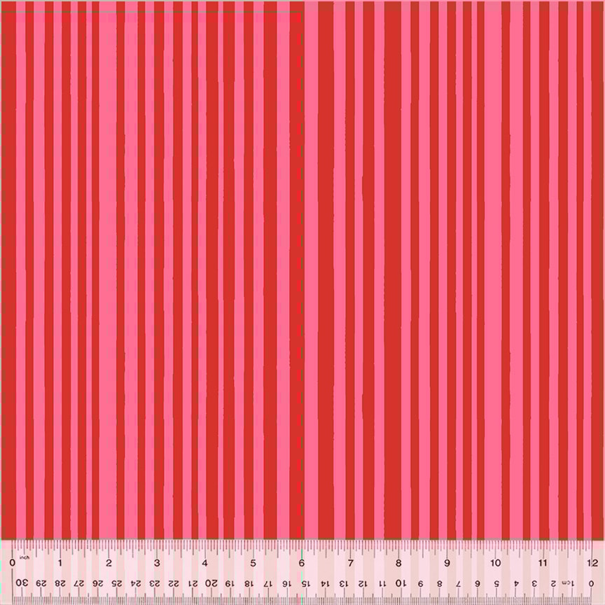 Mini Stripe - Capsicum/Perfect Pink