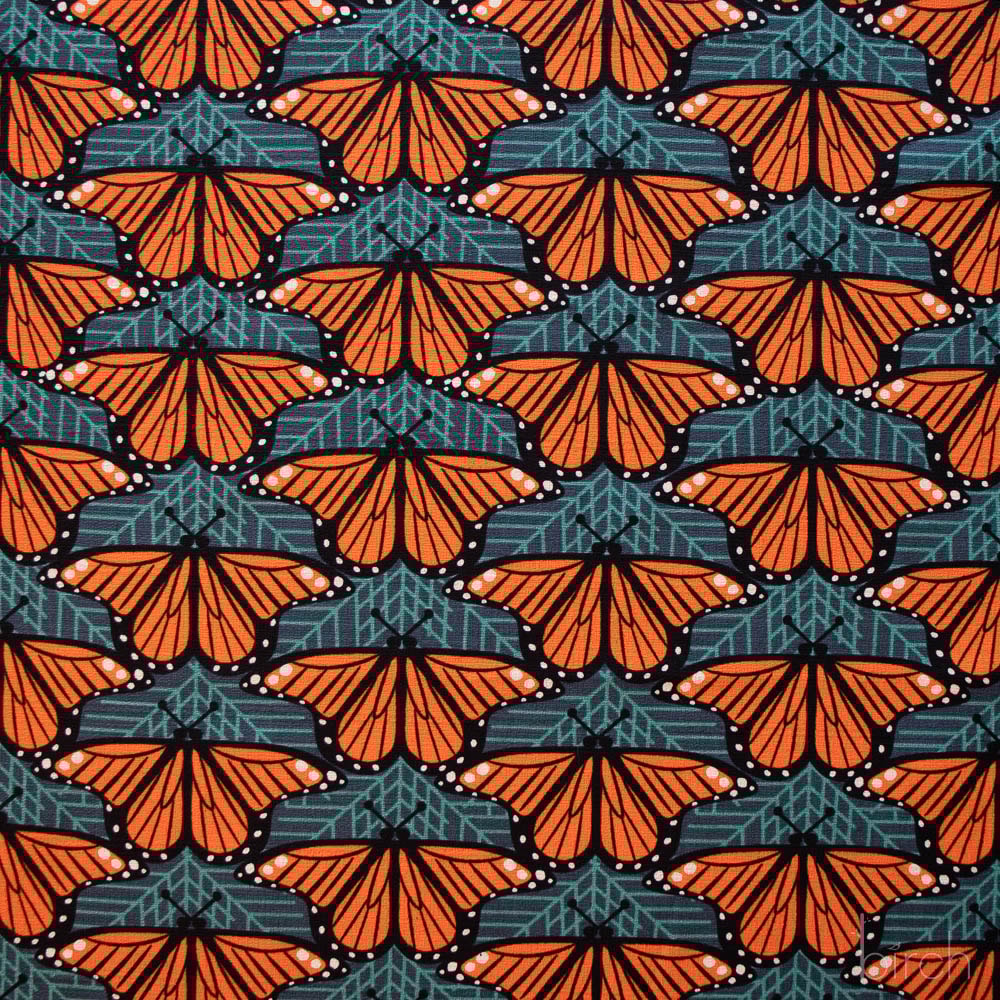 Monarch Butterflies - Orange BARKCLOTH