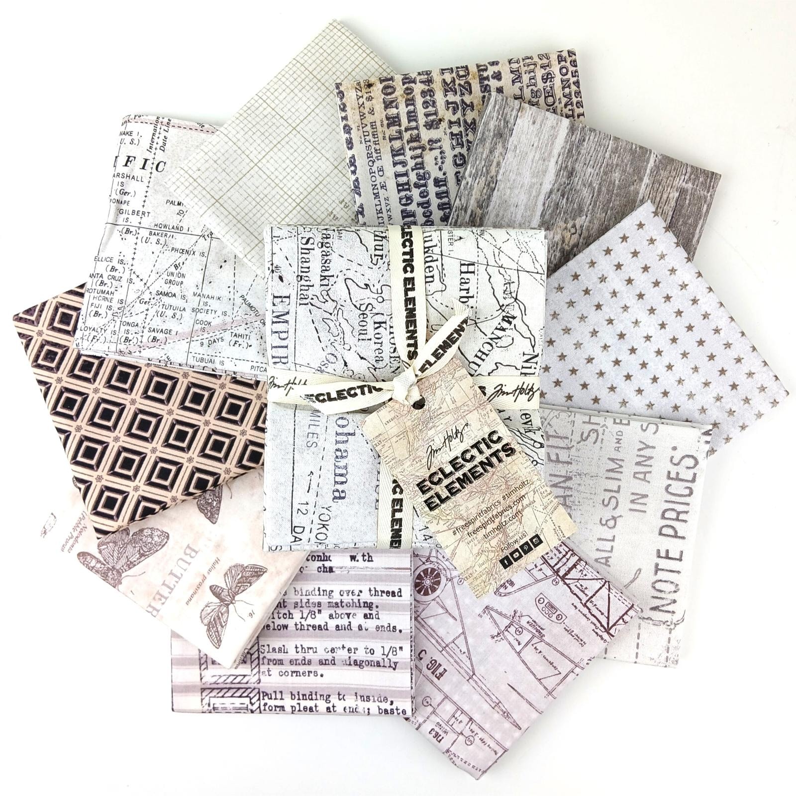 Monochrome Fat Quarter Bundle | Tim Holtz | 10 FQs