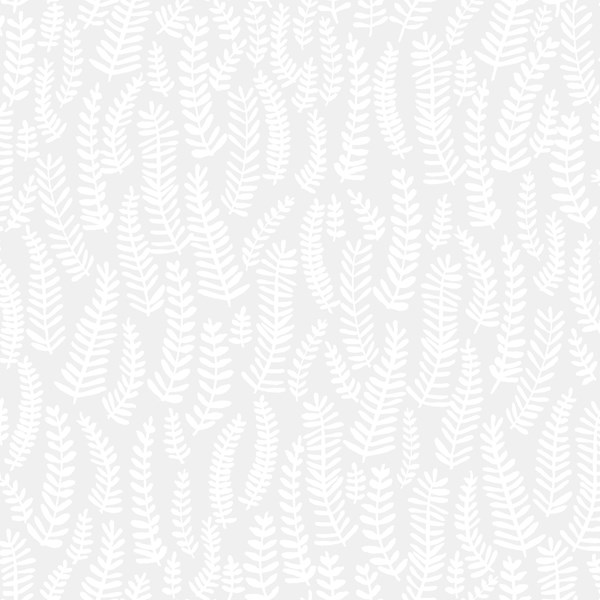 Monochrome Fern Leaves - White