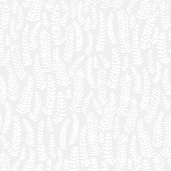 Monochrome Fern Leaves - White
