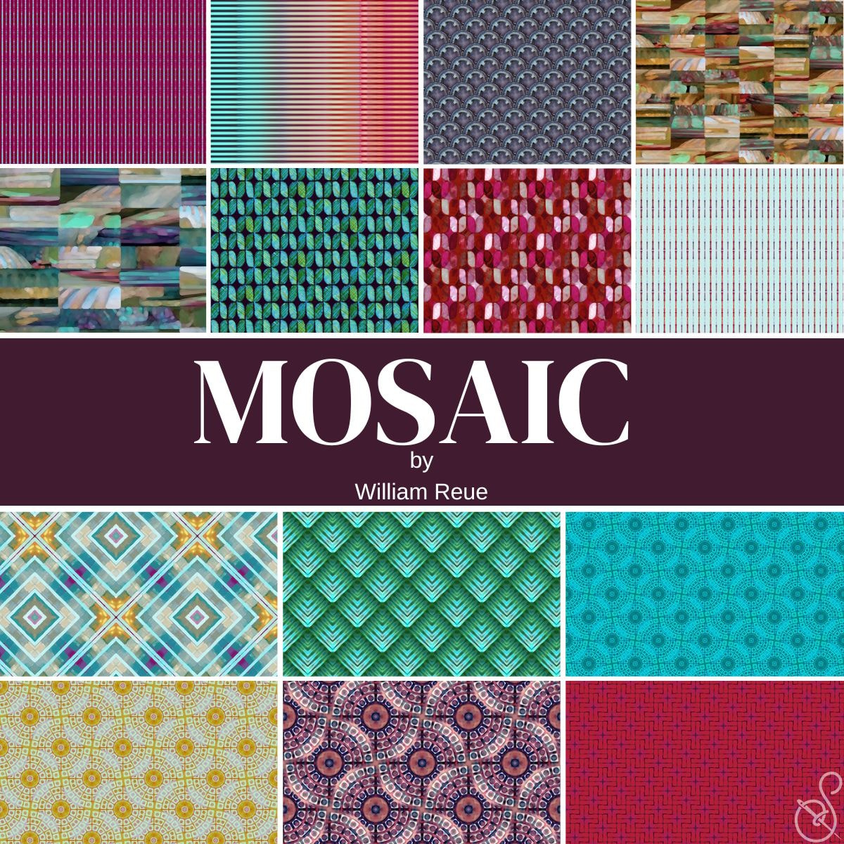 Mosaic Fat Quarter Bundle | William Reue | 14 FQs