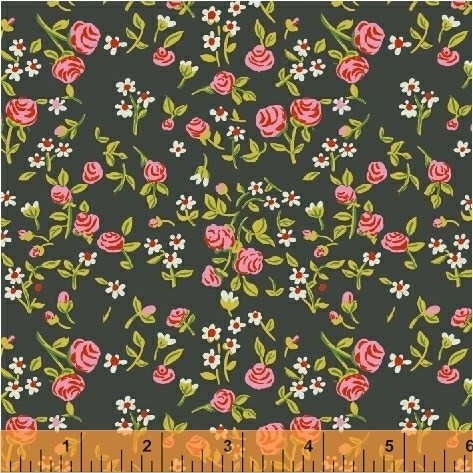 Mousies Floral in Dark Green