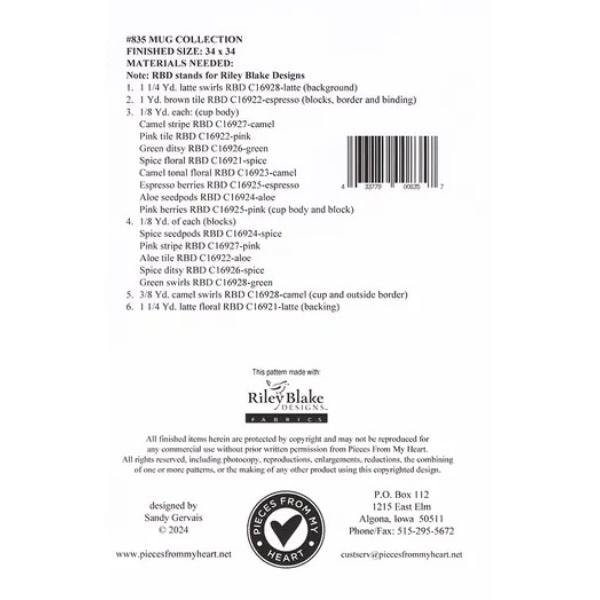 Mug Collection Quilt Pattern | Sandy Gervais