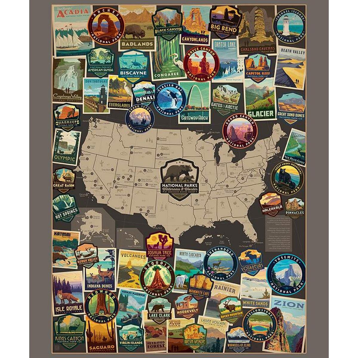 National Parks USA Vertical Map Poster Panel