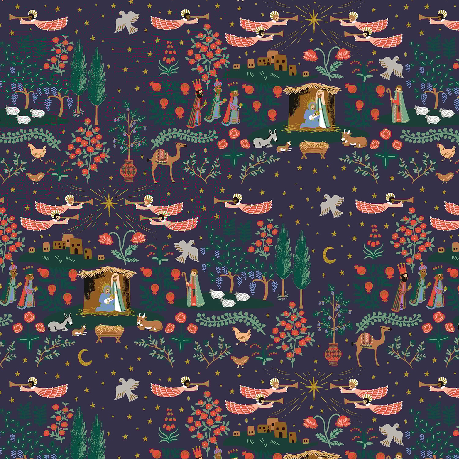 Nativity - Navy and Gold Metallic