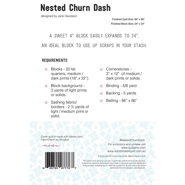 Nested Churn Dash Quilt Pattern | Quilt Jane