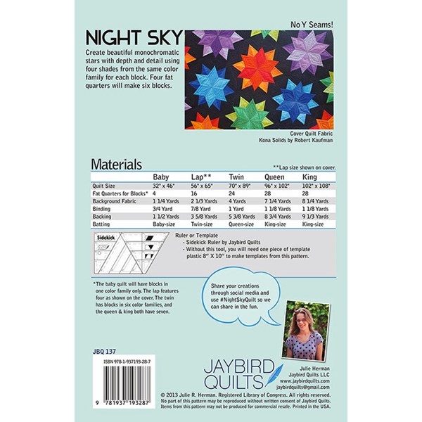 Night Sky Quilt Pattern by Jaybird Quilts