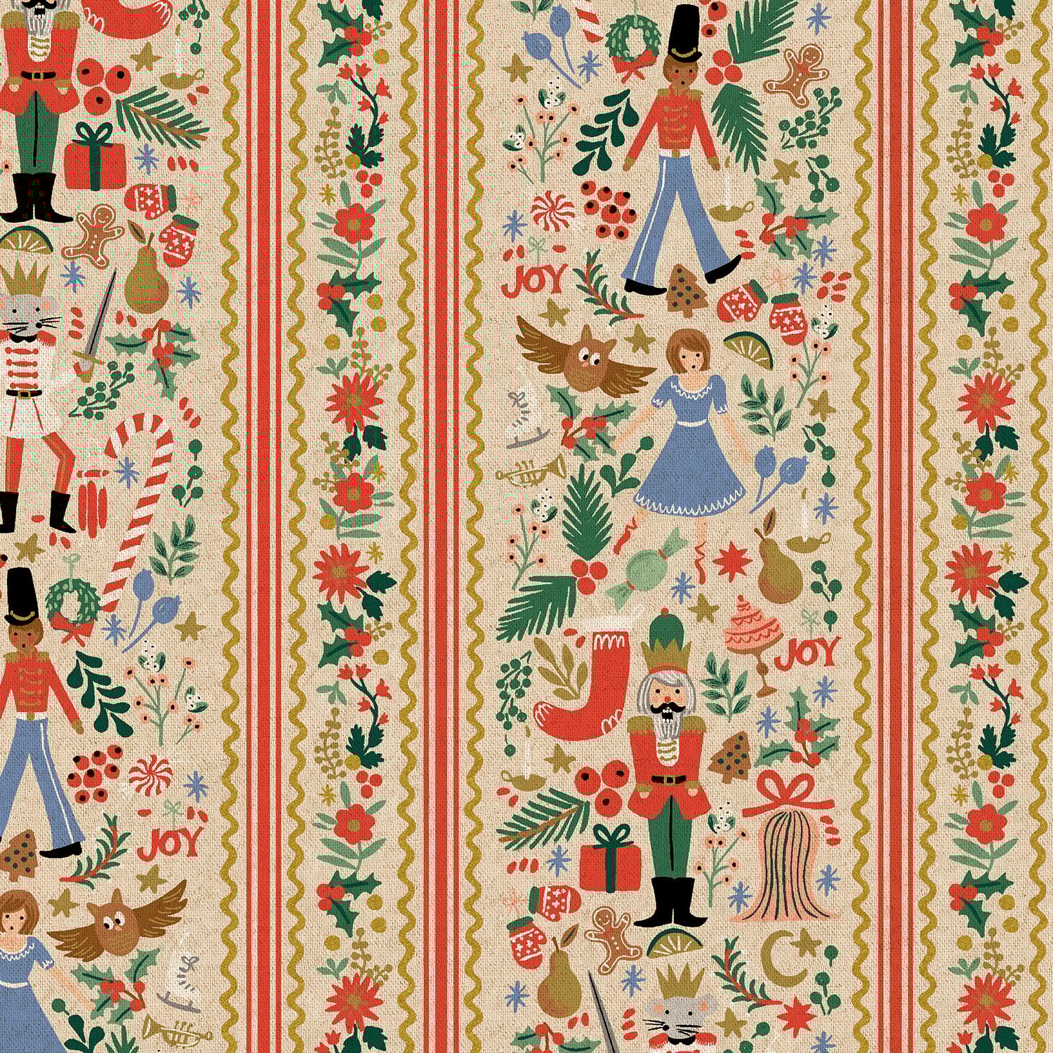 Nutcracker March - Cream and Gold Metallic CANVAS