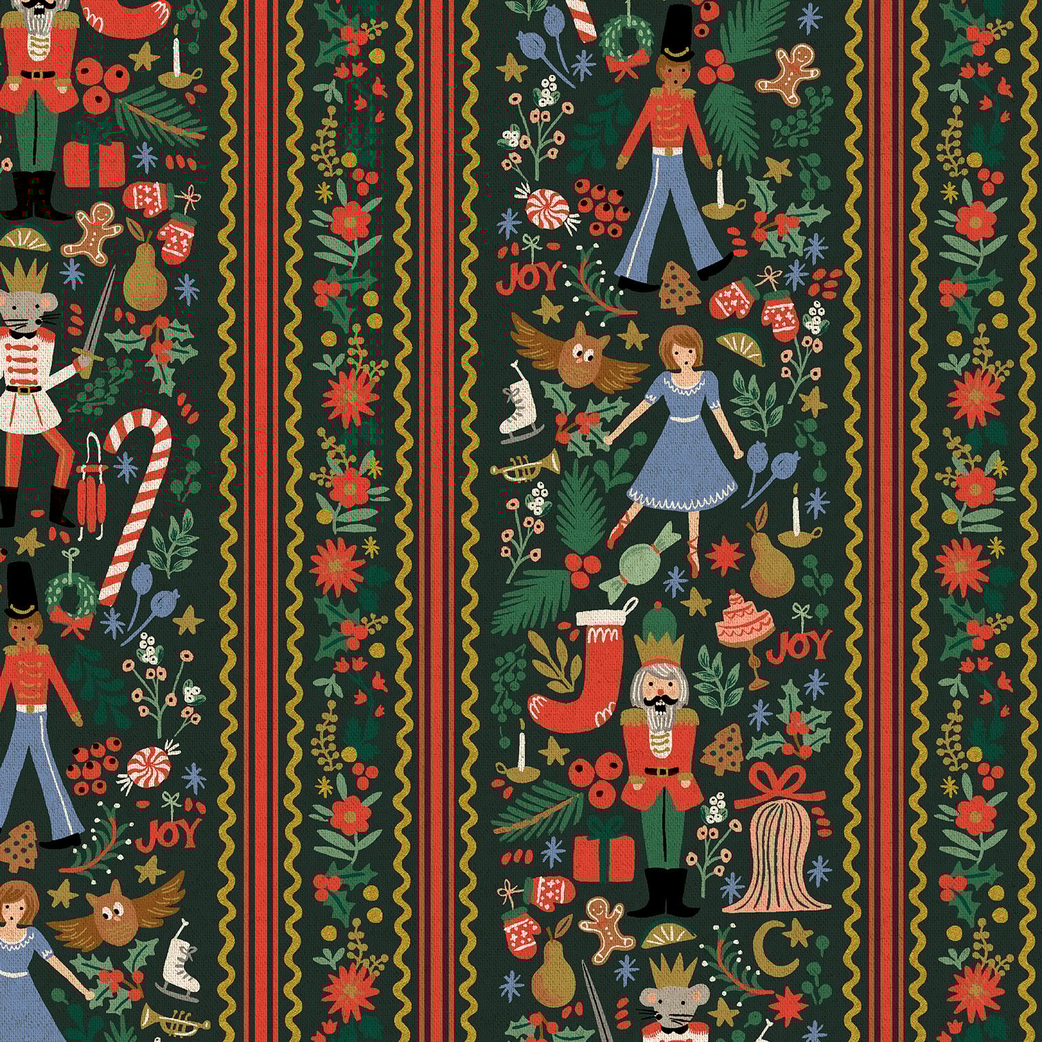 Nutcracker March - Evergreen and Gold Metallic CANVAS